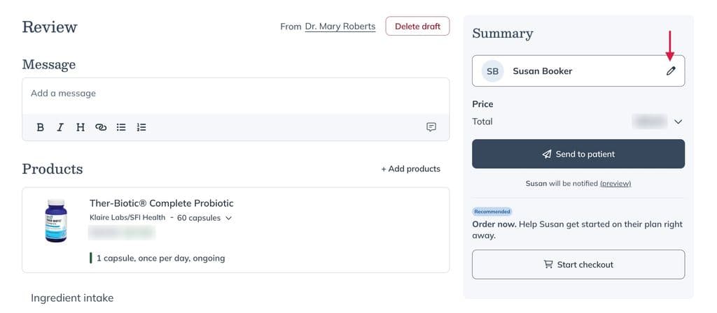 Edit button from draft review page