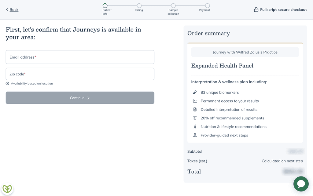 Journeys storefront checkout page