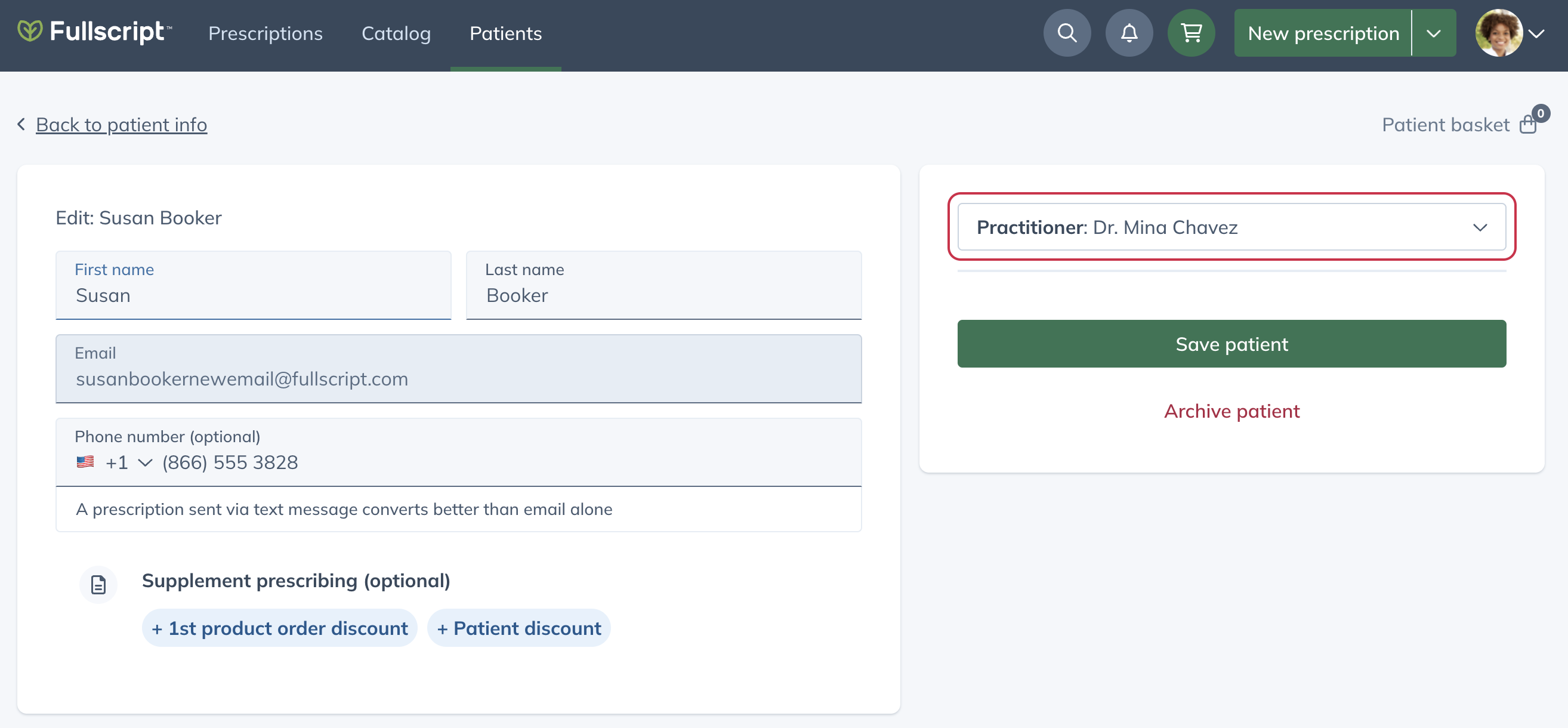 Click the Practitioner drop-down menu and select all practitioners that should have access to the patient.