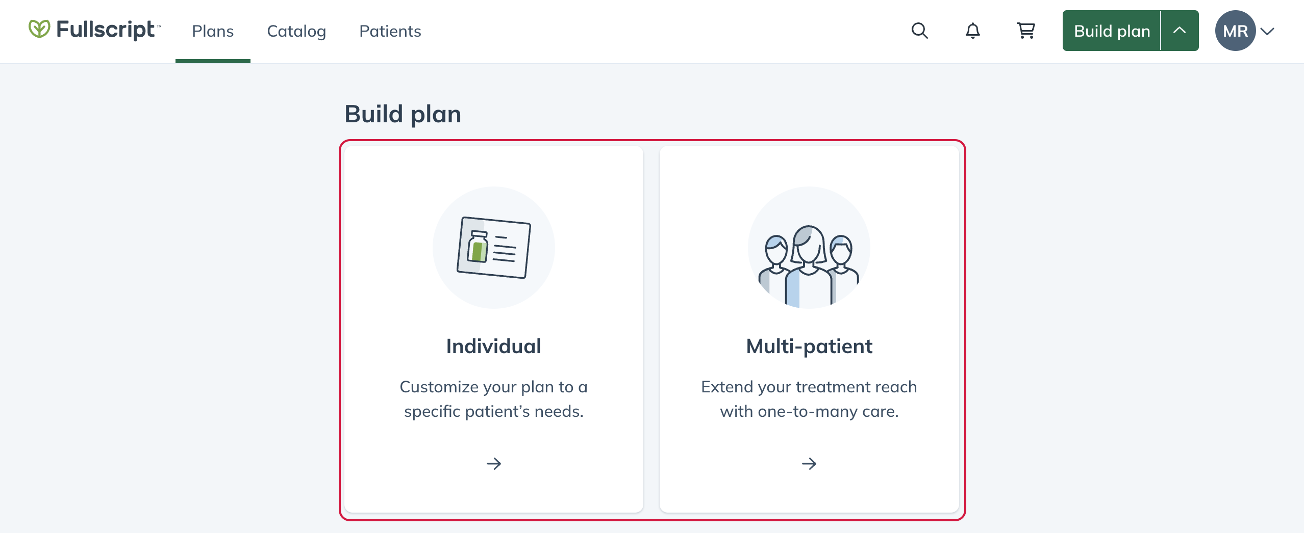 Choosing an individual plan or multi-patient plan