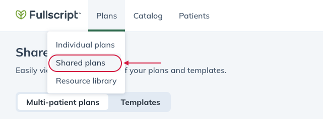 Shared plans in the plans dropdown