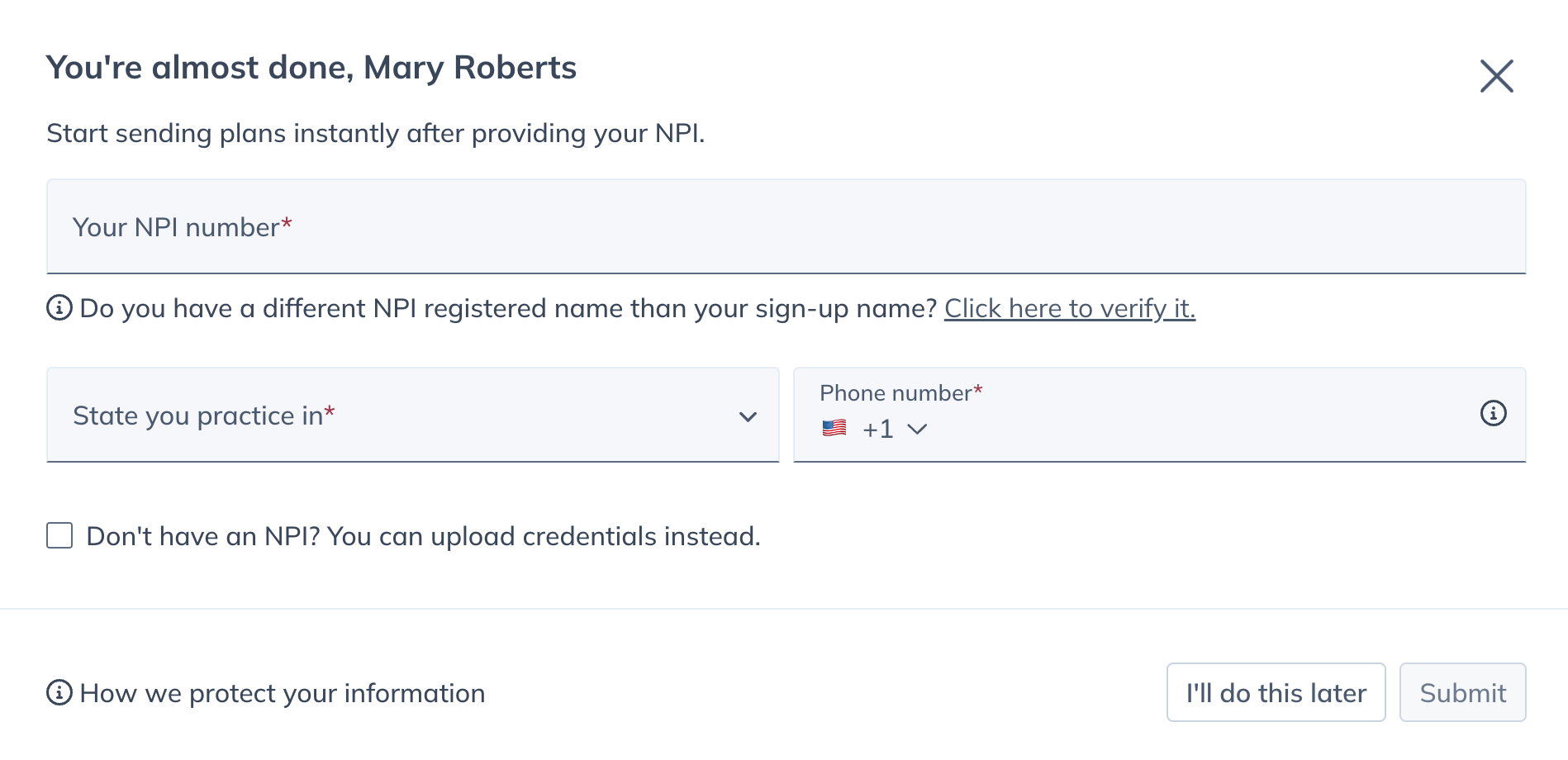 adding an npi number