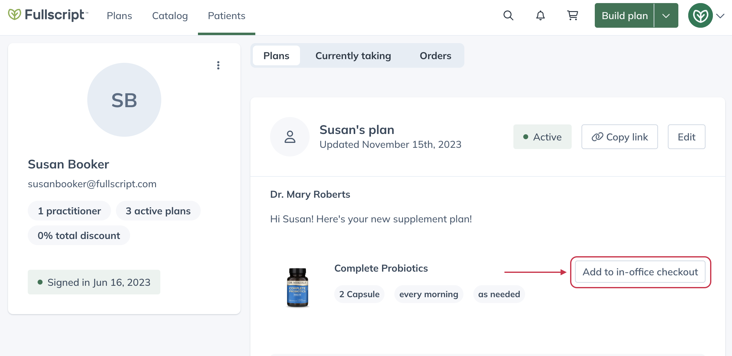 Adding products from a prescription to begin assembling an in-office cart
