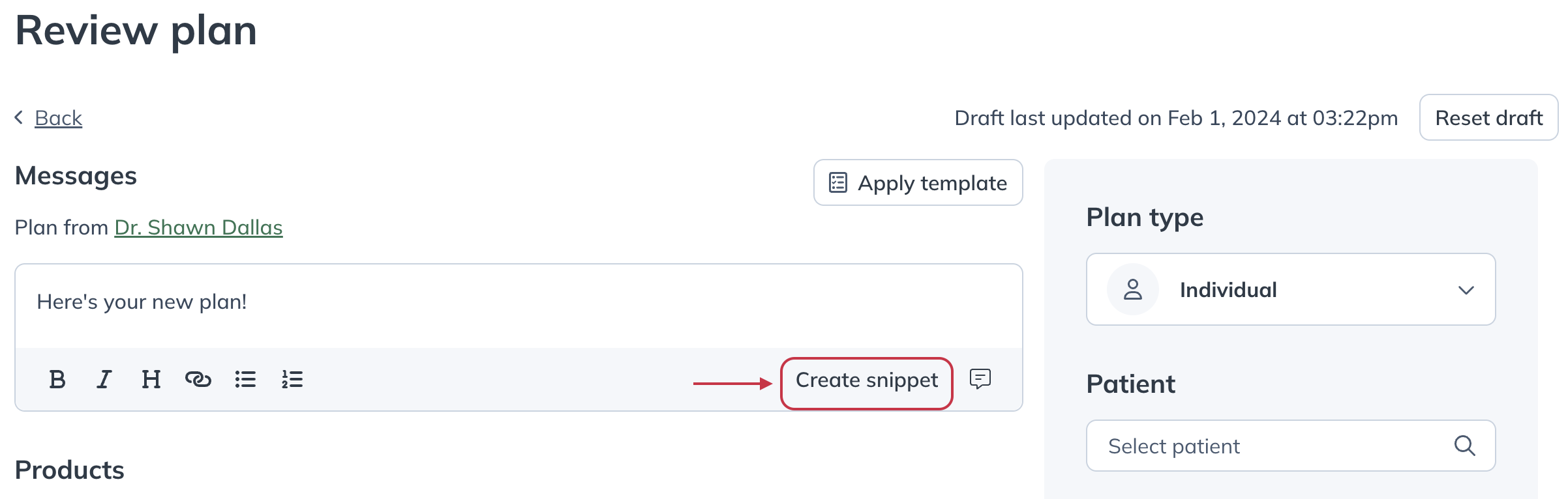 Create snippet