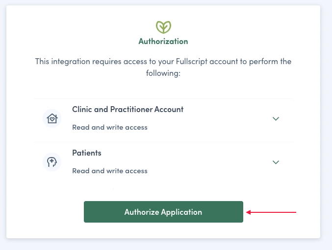 Clickign the authorize the application button.