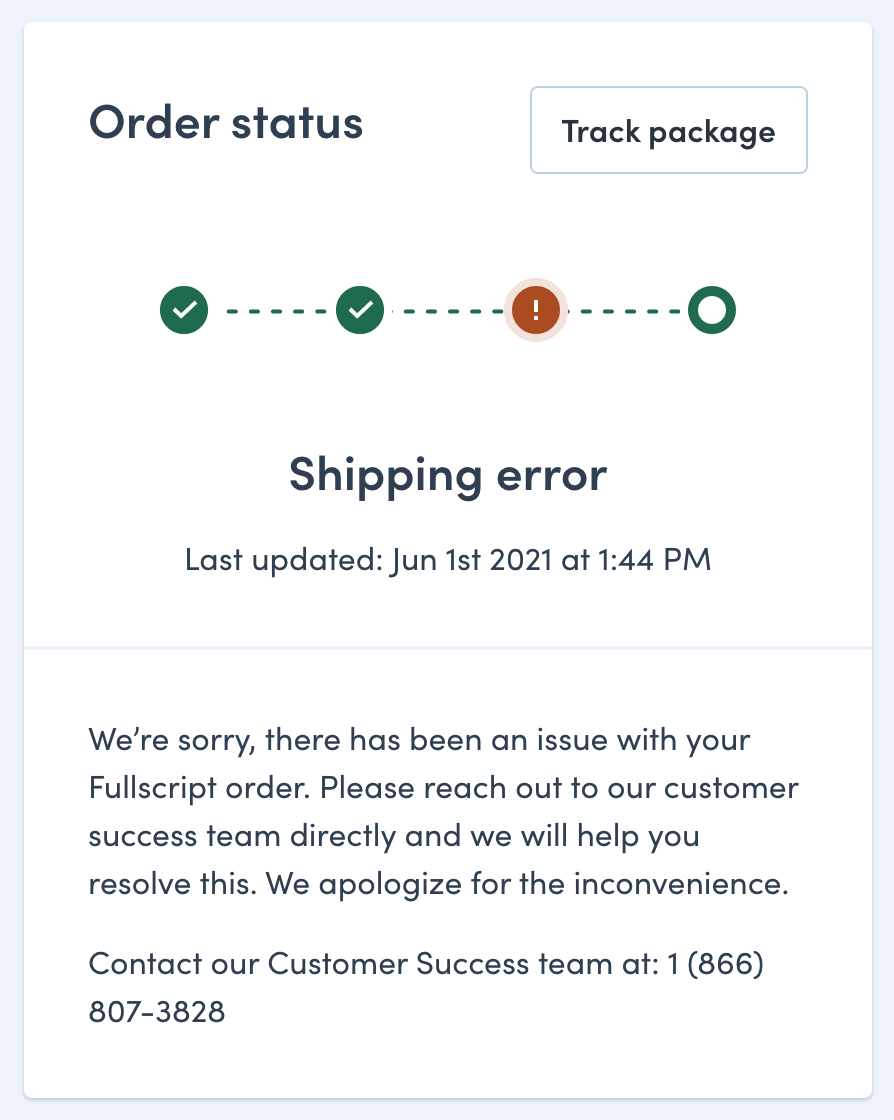 an order with a shipping error