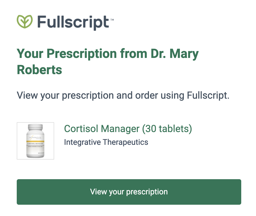 a new recommendation email from Fullscript