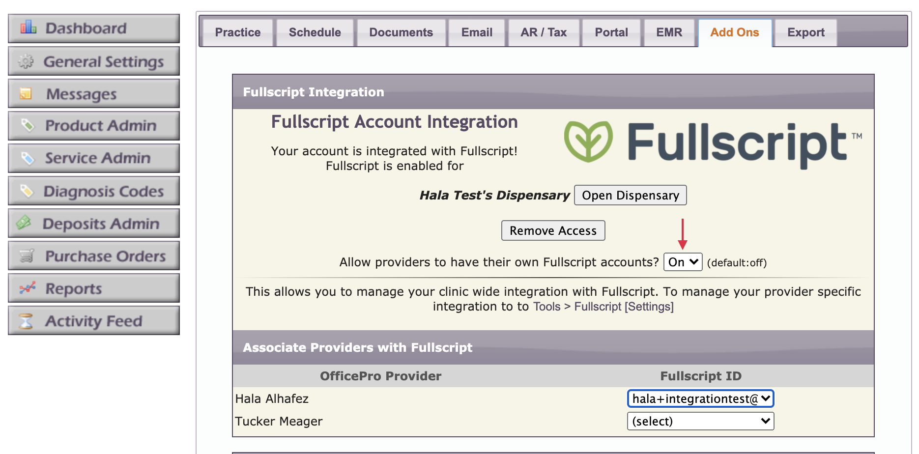 allow providers to have their own fullscript accounts.