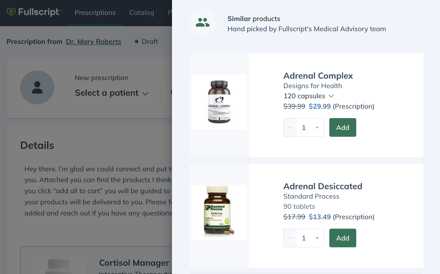 viewing similar products in the treatment tools product search
