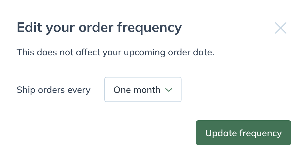update shipping frequency