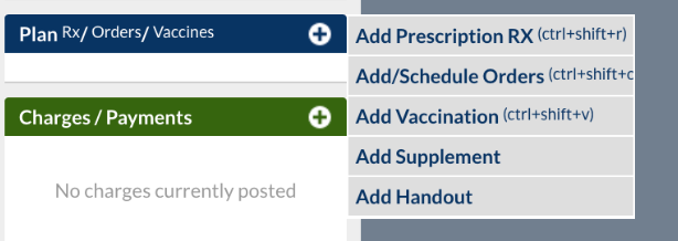 Hover over Plan Rx/Orders/Vaccines and click Add supplement.
