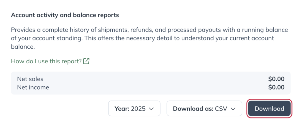 Click Download to download the report.