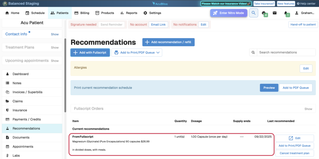 AcuBliss integration - Fullscript Support Center