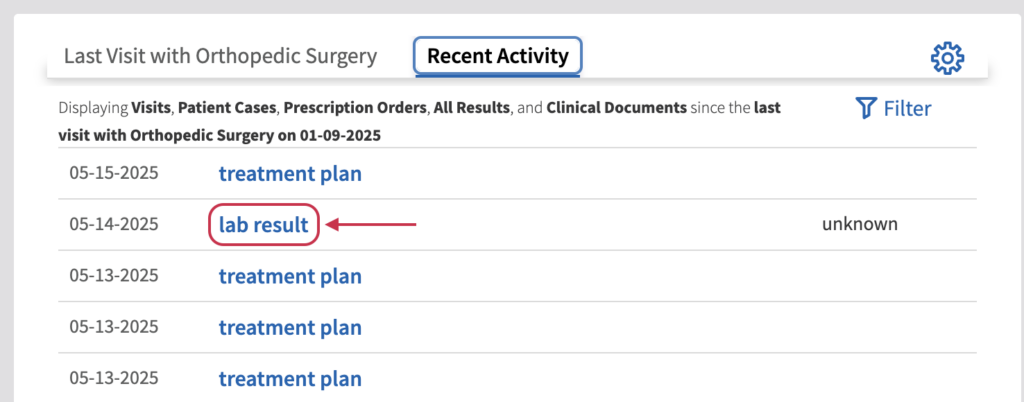 Accessing a lab result in Athena.