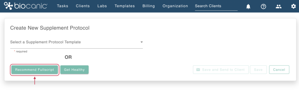 Click Recommend Fullscript.