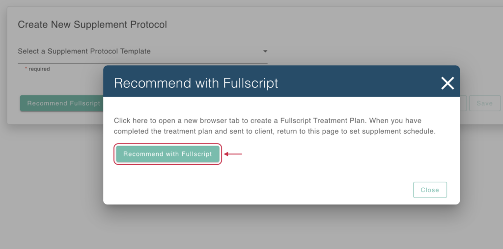 Click Recommend with Fullscript.
