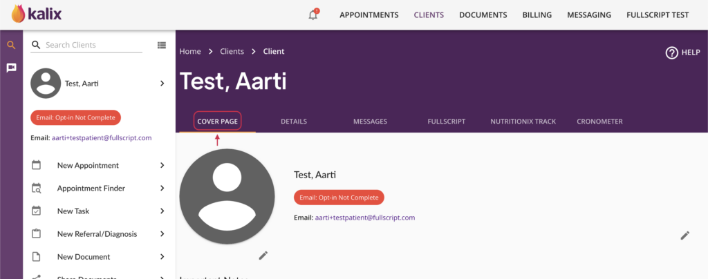 Click the Cover page tab.