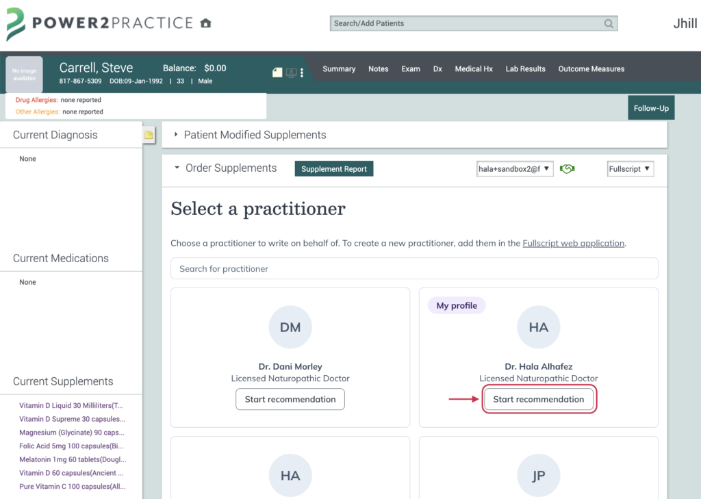 Selecting a provider.