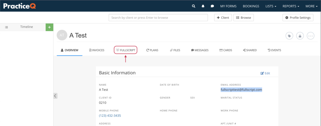 Click the Fullscript tab.