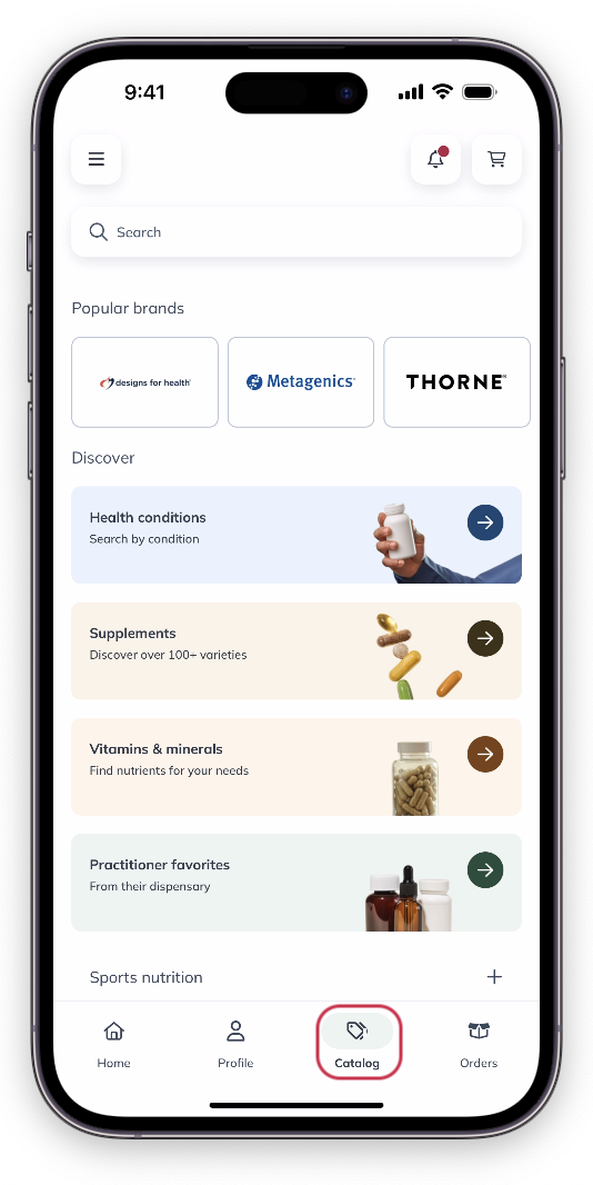 Viewing the catalog in the mobile app.