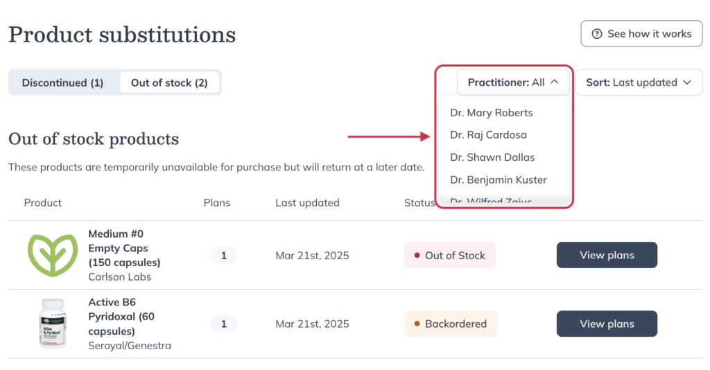 Selecting the practitioner you're working with.