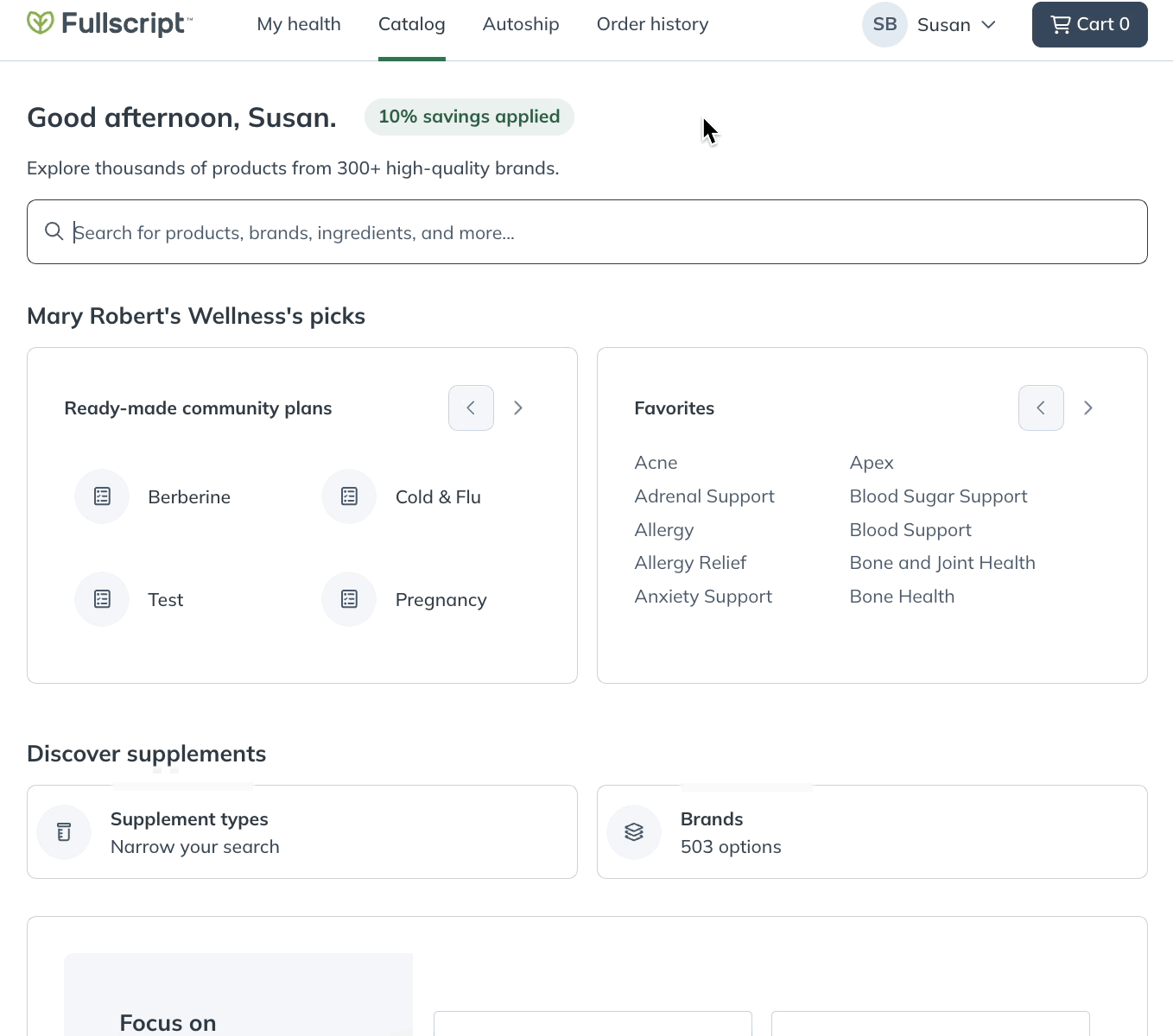 Applying a health condition filter in the patient catalog.