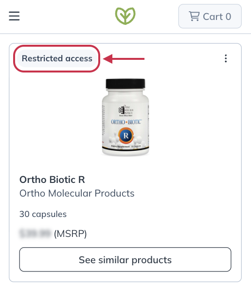 A restricted product in the catalog.