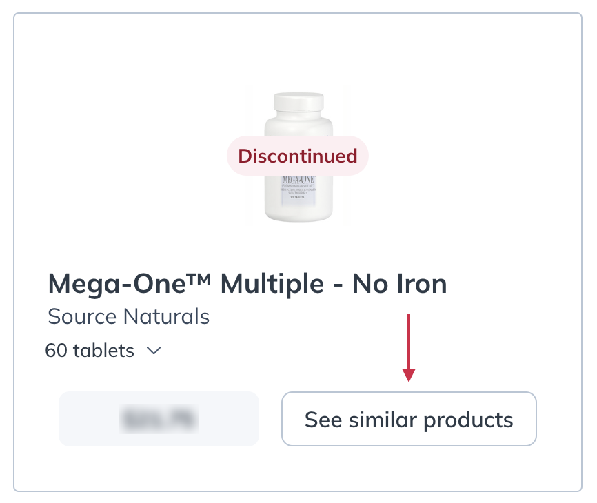 Accessing similar products from the patient catalog for out of stock or discontinued products.