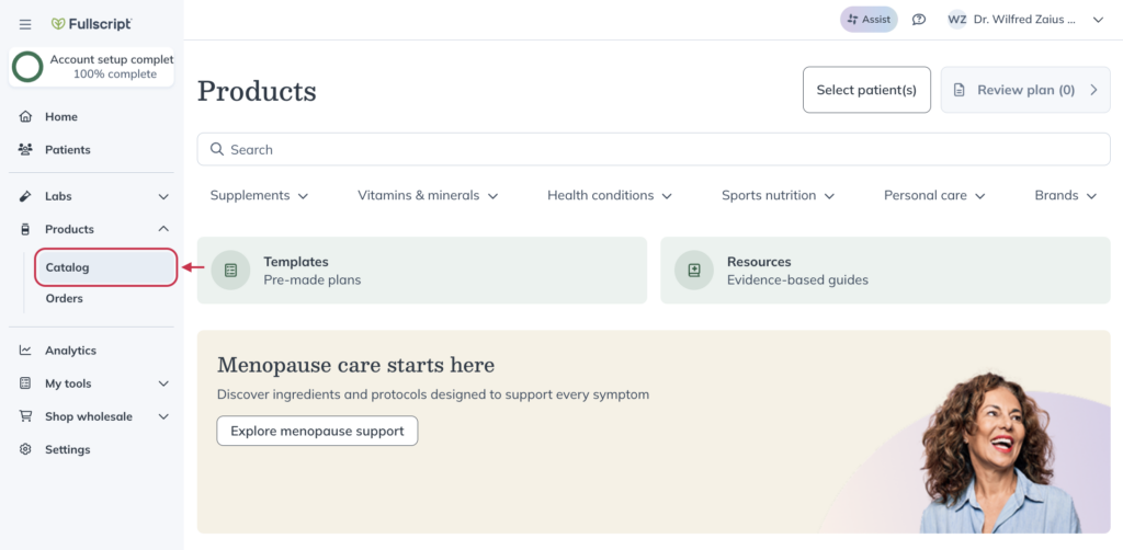 Click Catalog under products.