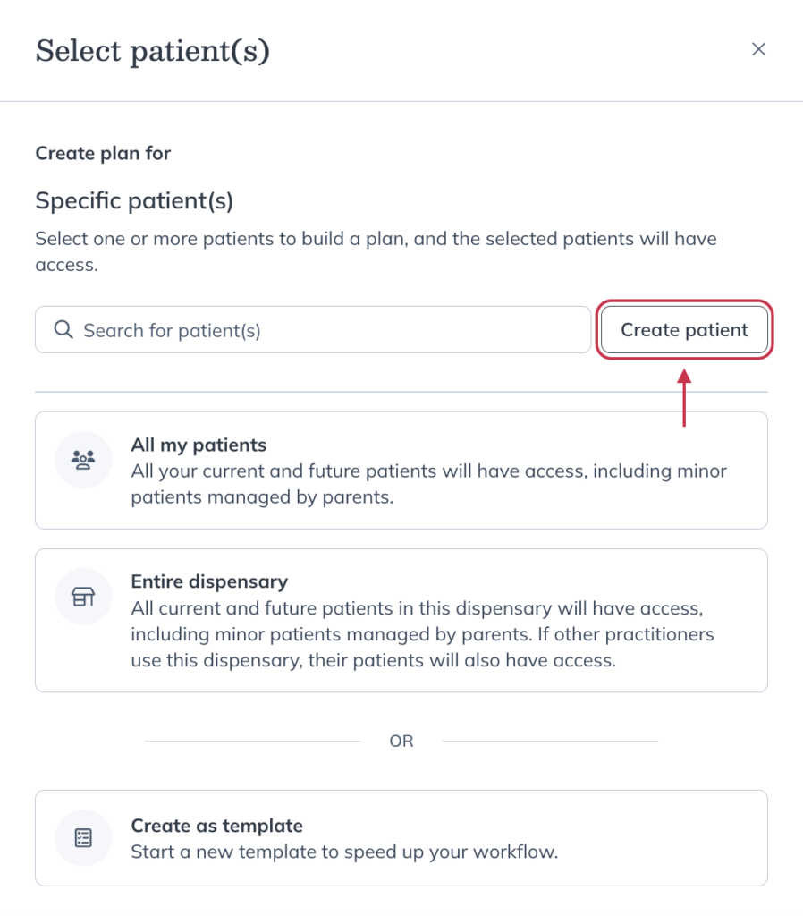 Click Create patient.