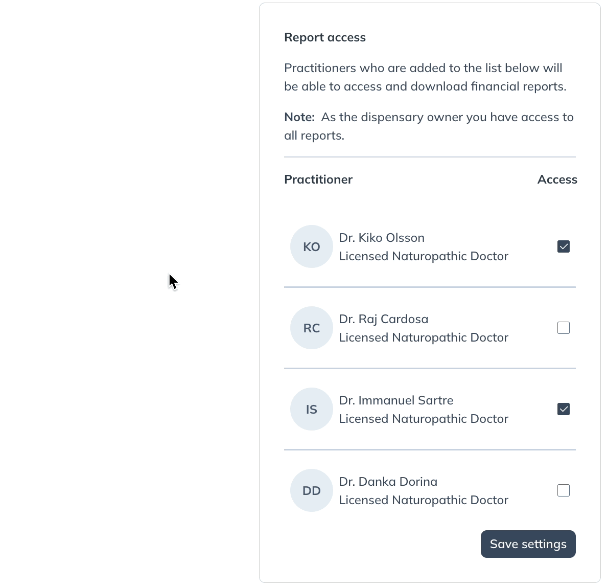 Removing report access.