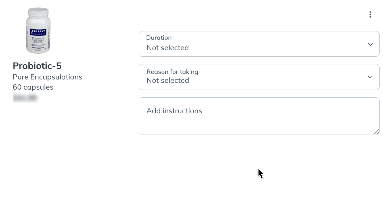 Applying supplier dosage instructions to a recommended product.