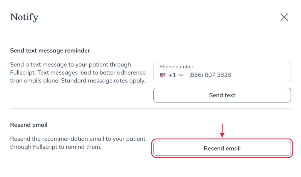 Resending an email notification.