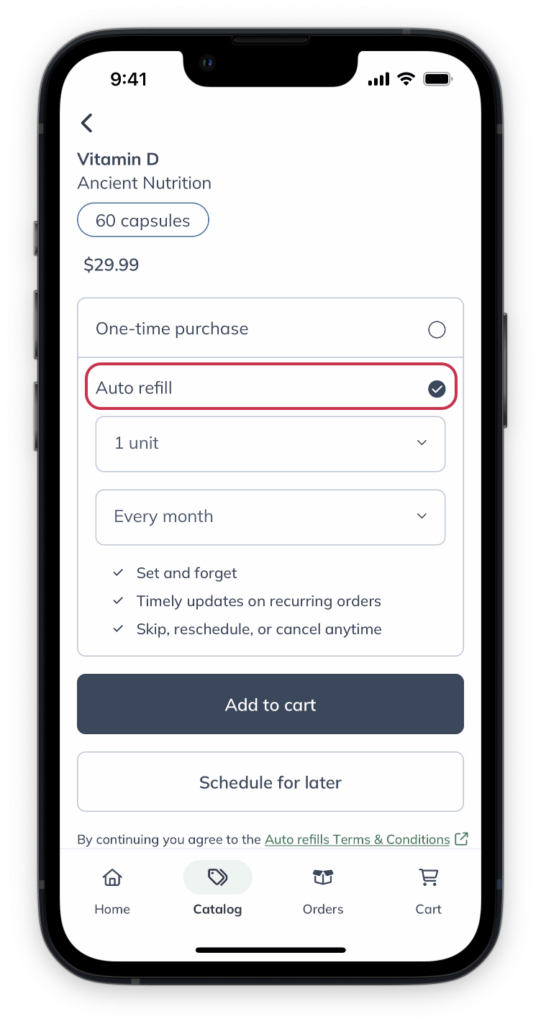 Tap Auto refills.