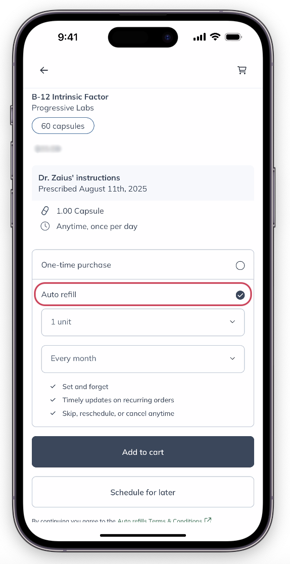 Tap Auto refill.