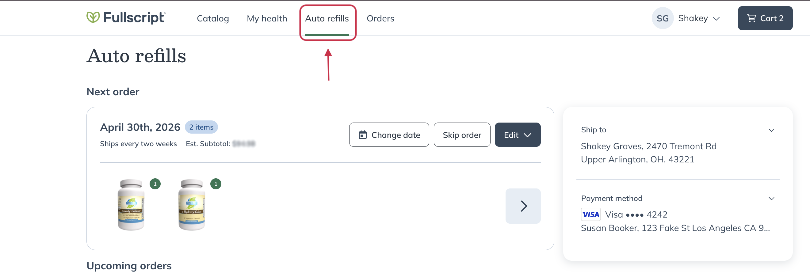 The Auto refills tab.