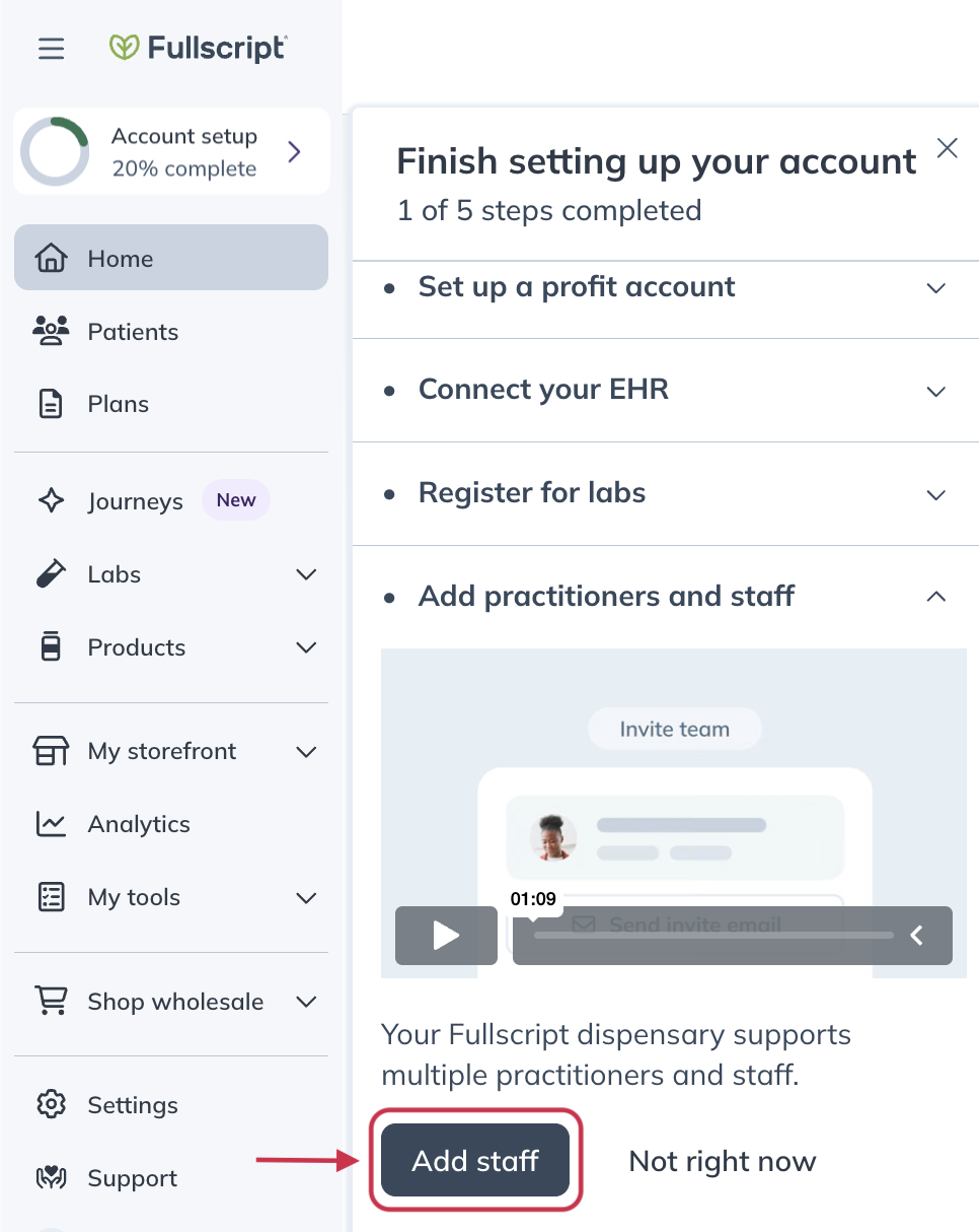 Click Add staff.