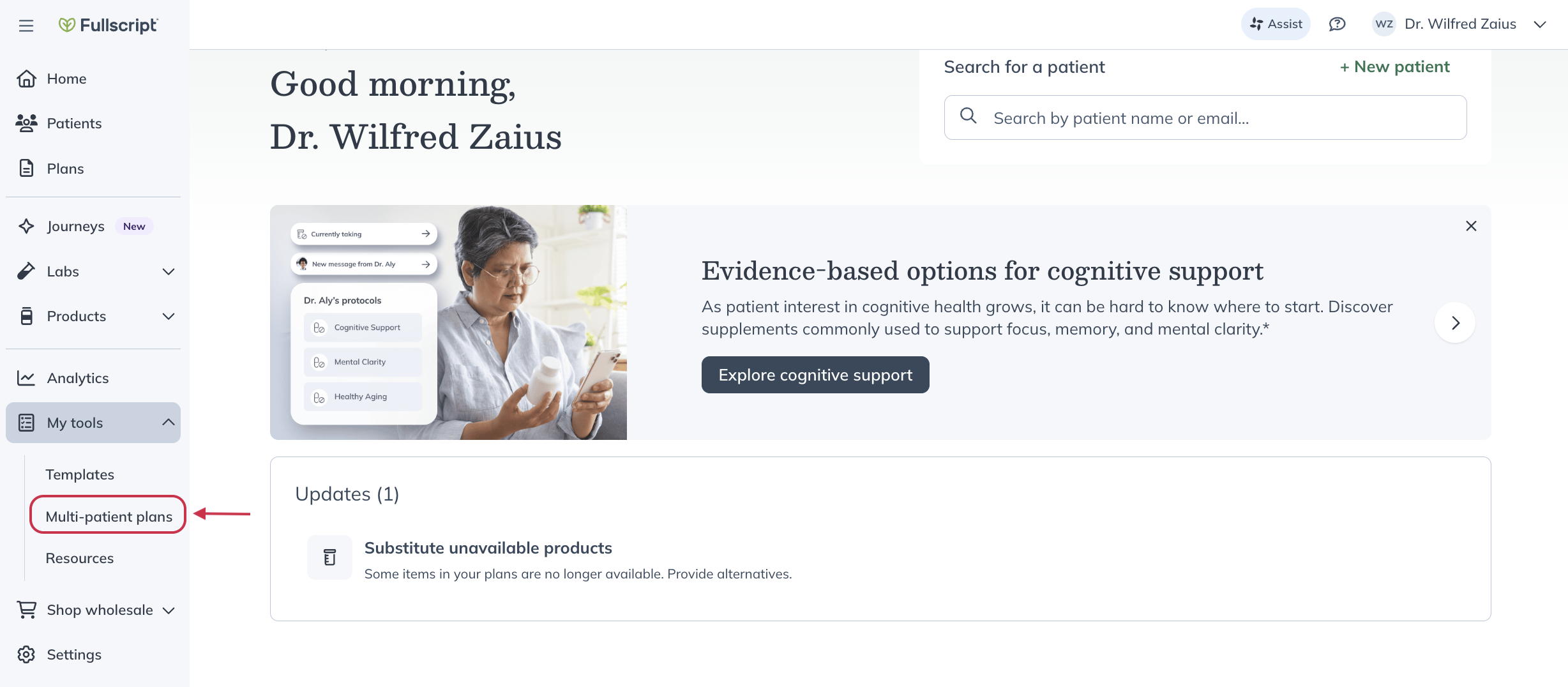 Click the multi patient plans tab.