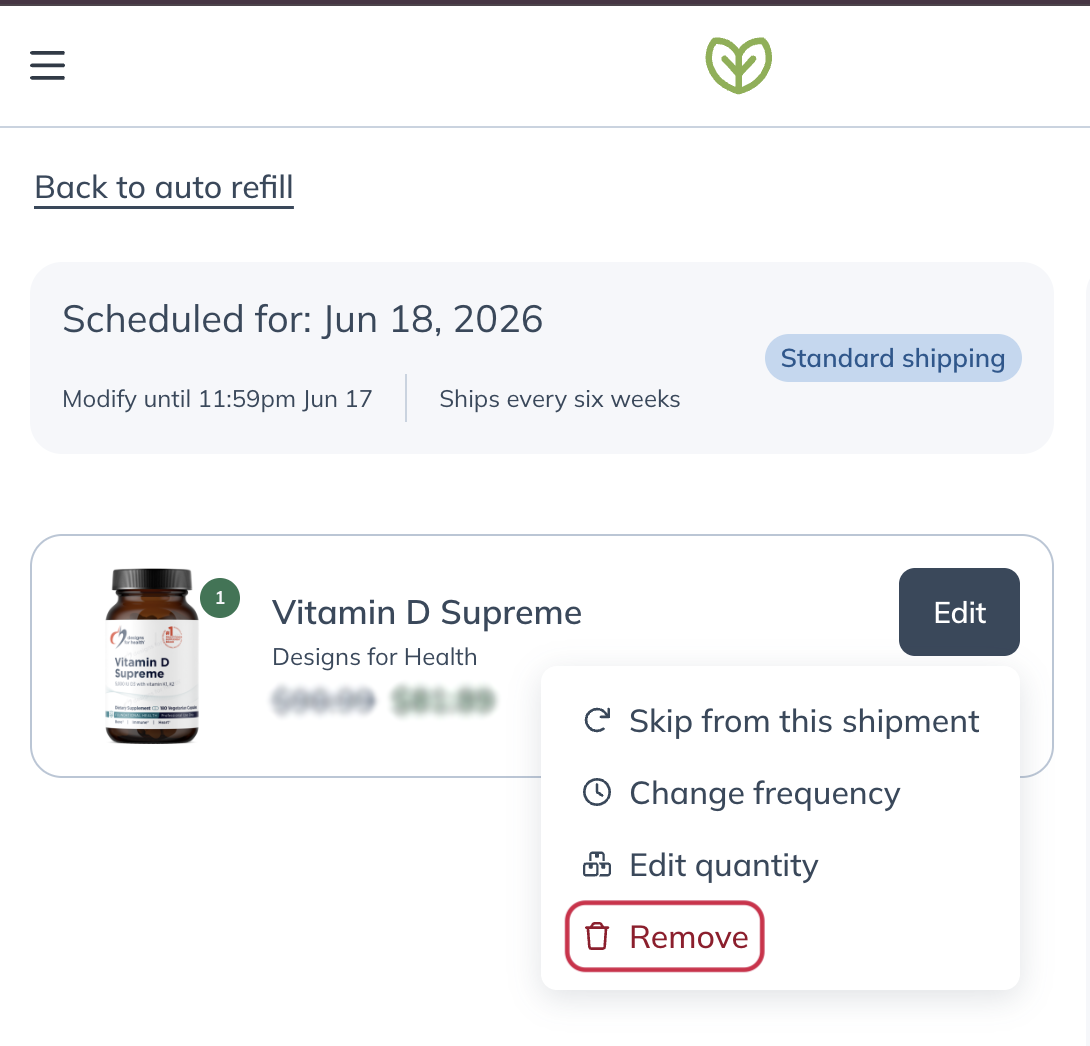 Cancel auto refills