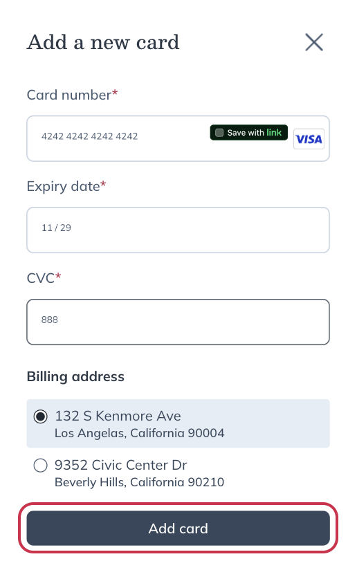 Adding a credit card for auto refills.