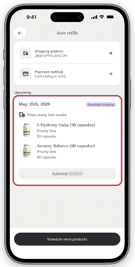 Tap your upcoming order.