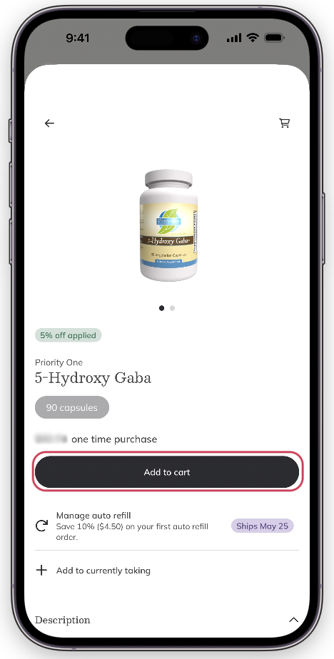 Add to cart from Refill menu.