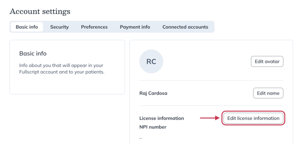 Click the Edit License information button.