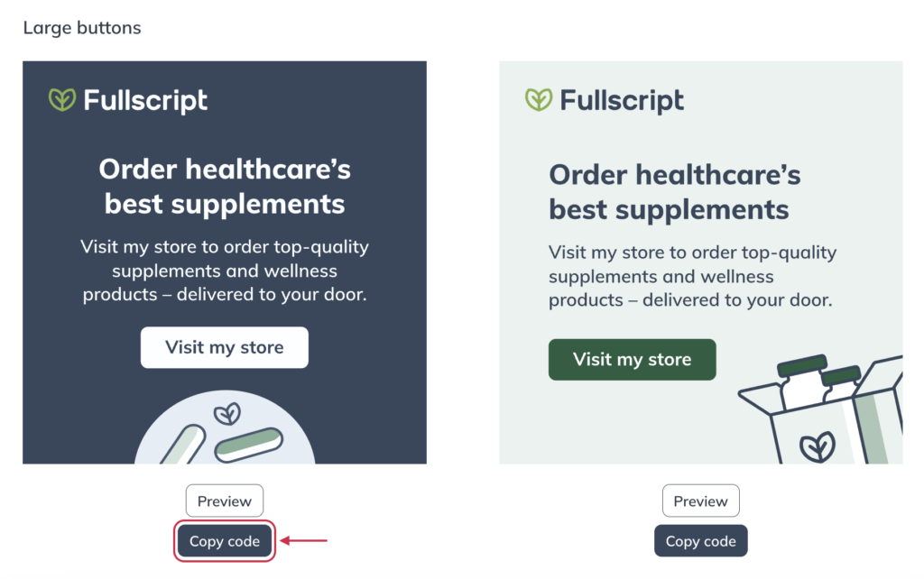 Find the style of button that best suits your website and click Copy code.