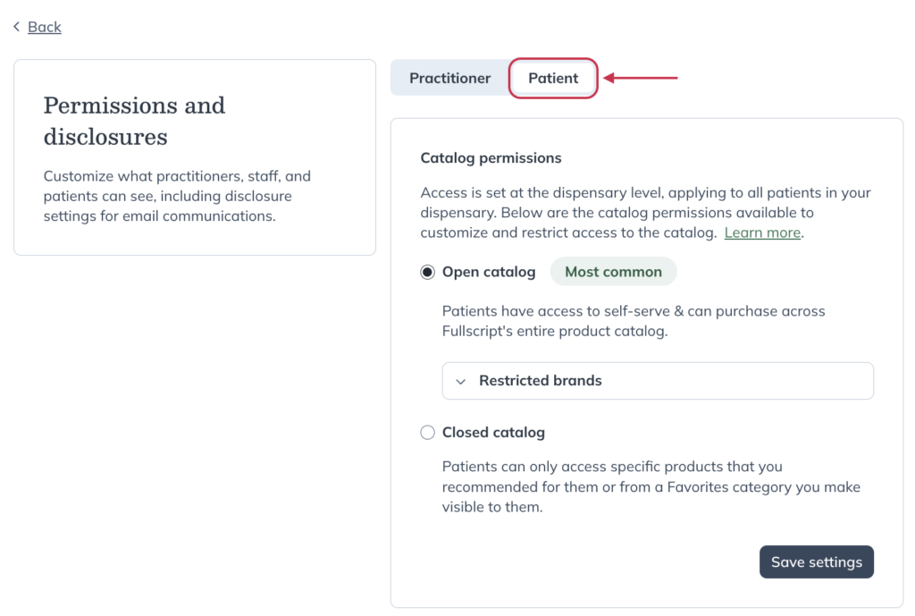Click the Patient tab.