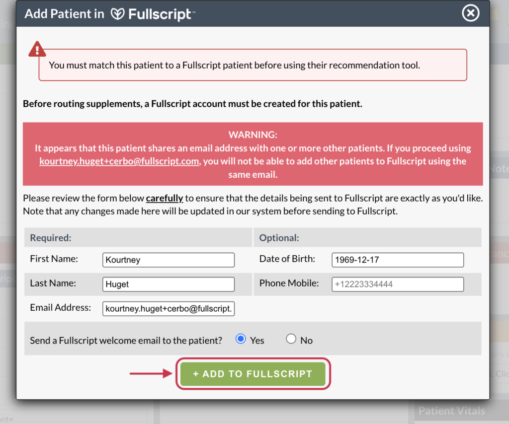 Click Add to Fullscript.