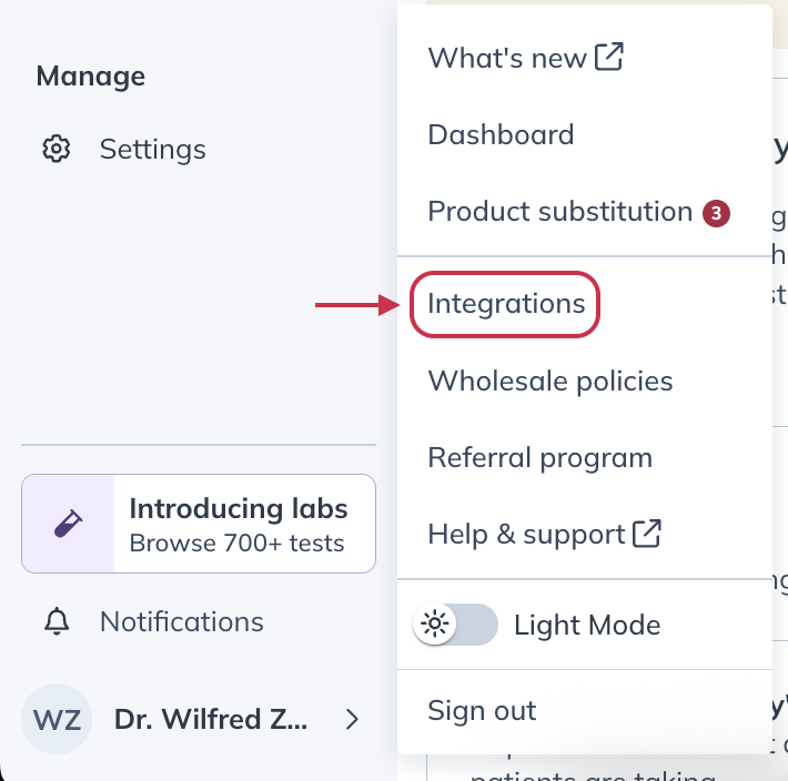 Click integrations.