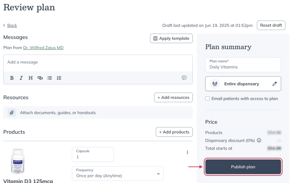 Click Publish plan.