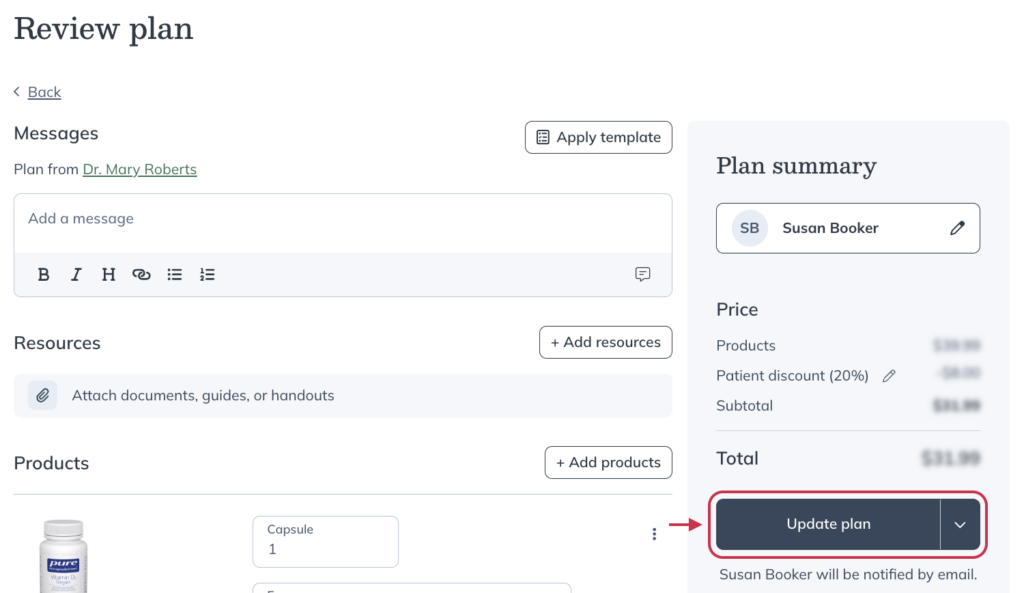 Click Update plan.
