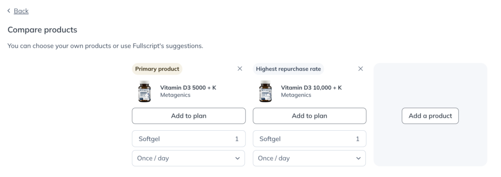Viewing product alternatives using Smart Product Comparisons.